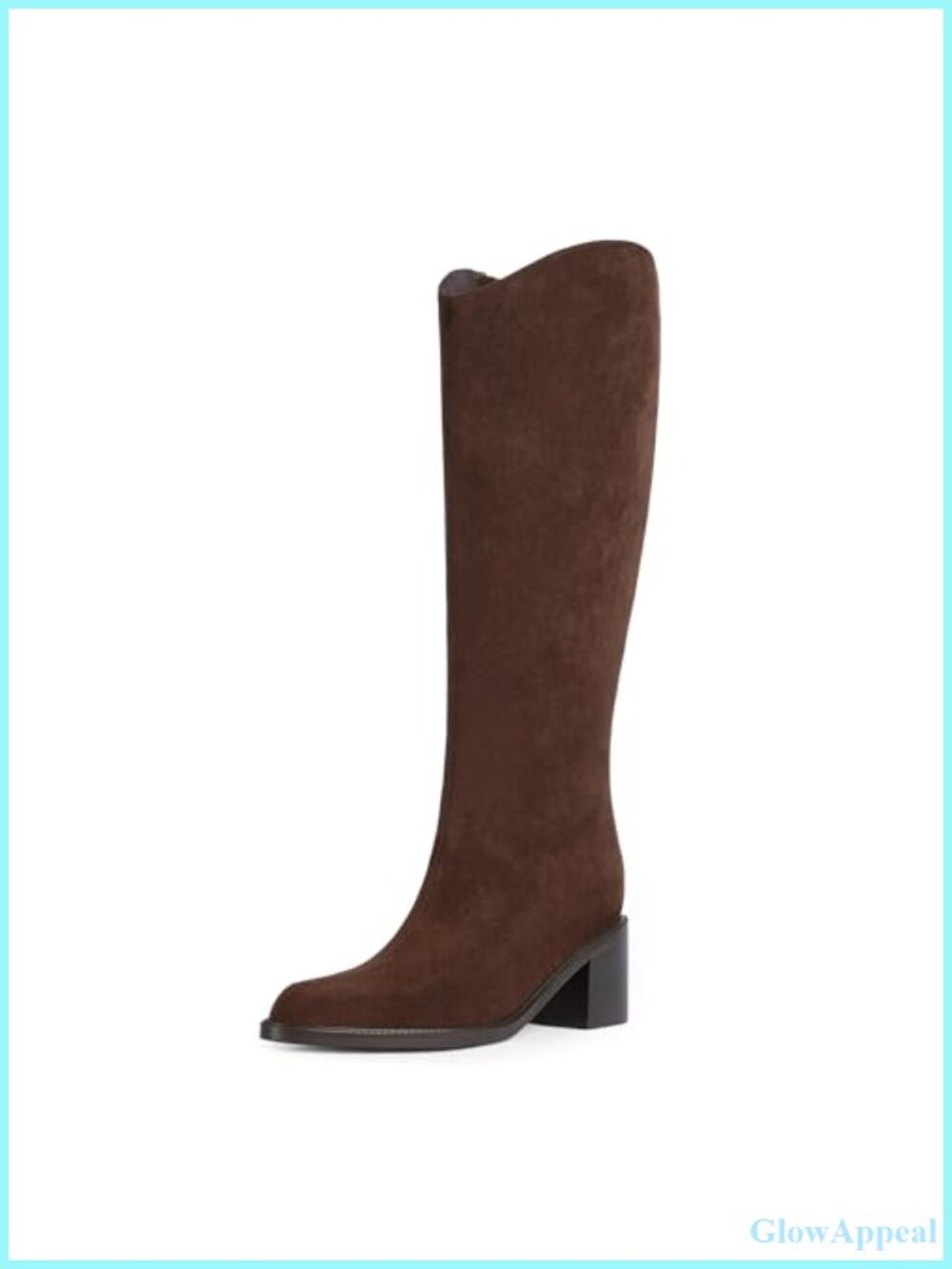 Knee High Boots Pointed Toe Chunky Block Heel Faux Suede Tall Boots